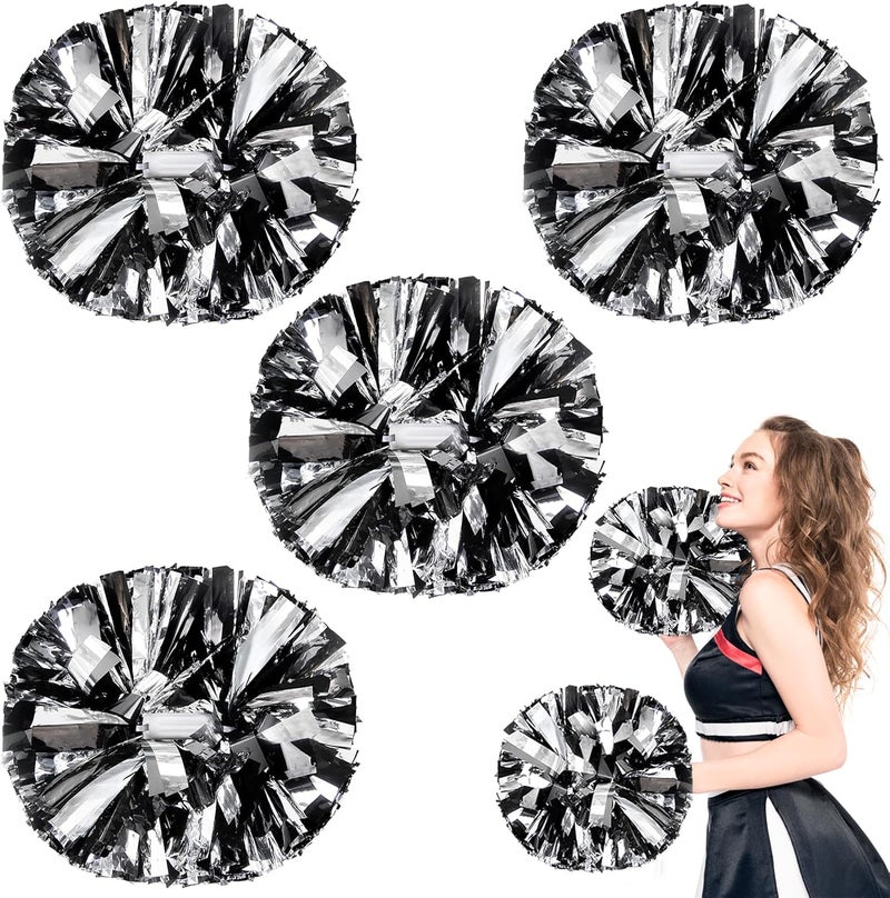 HOLENGS 4Pcs Upgraded 12inch Metallic Cheerleading Pom Poms, Cheerleader Pompoms Cheer Poms for Kids Adults, Cheering Squad Pompoms for School Sports Games Dance Party - Image 1